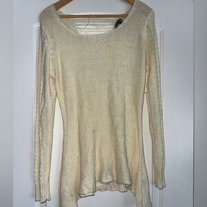 Casting LA Cream Knit Distressed Sweater Size Medium
